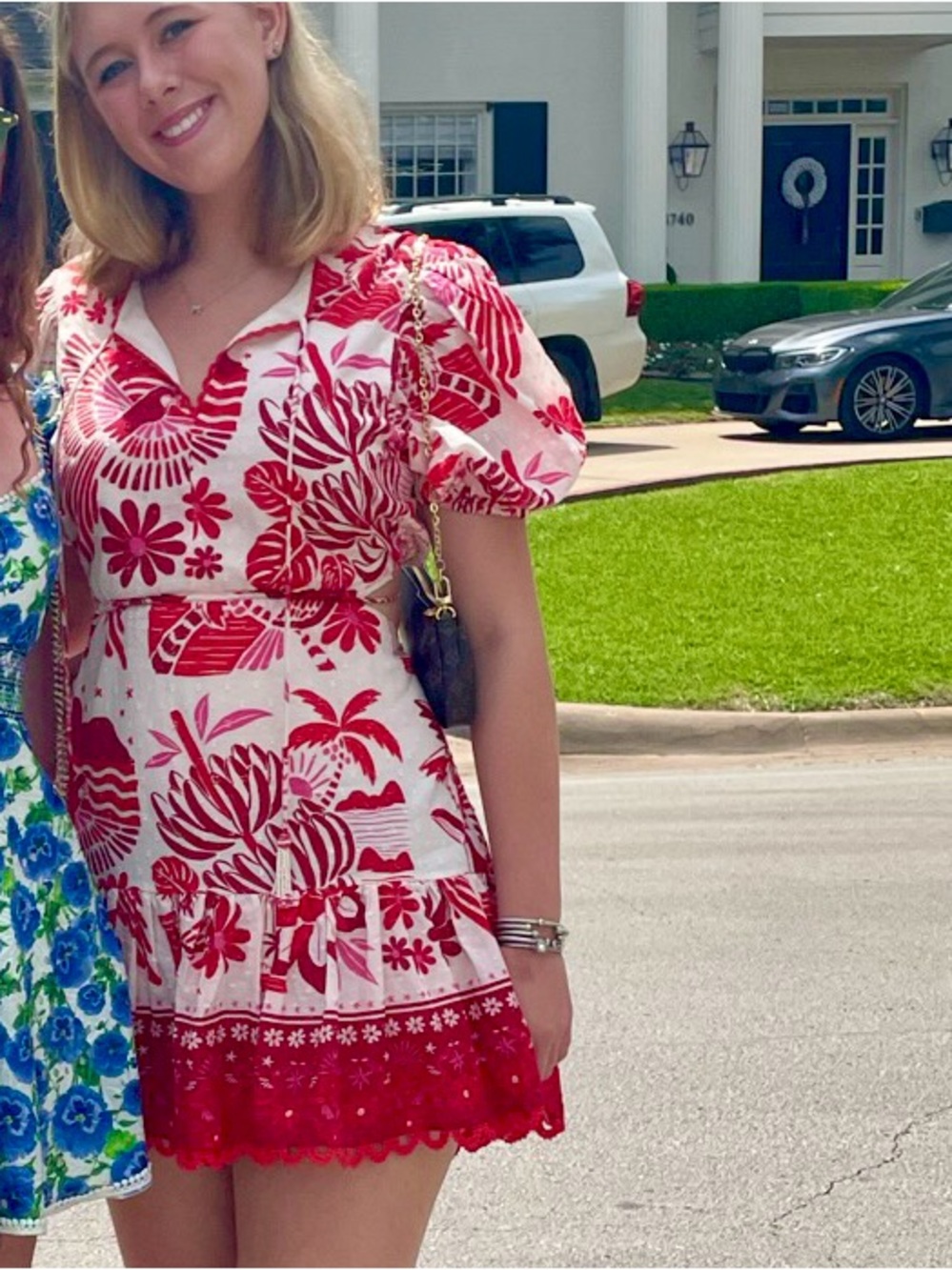 FARM Rio Cream Dress with Red & Pink Floral Print - Picture 3 of 3